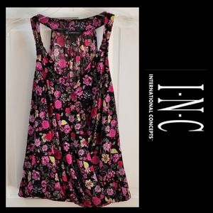 INC MACYS | Small Floral Sleeveless Vneck Wrap Top